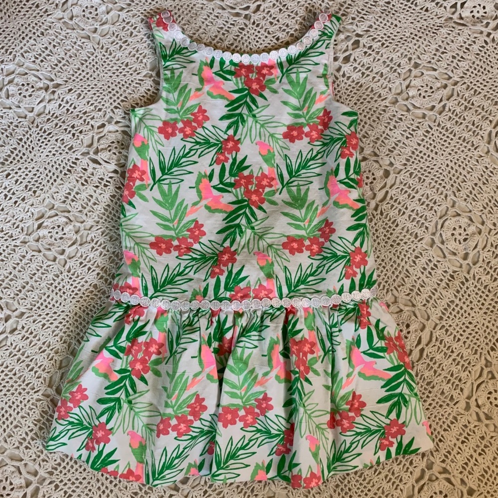 Janie and Jack Spring Dress size 5 pink green zip
